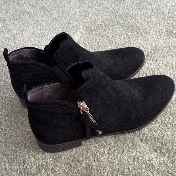 Dr. Scholl's Shoes - Dr. Scholl's Black Suede Ankle Booties with Decorative Side Zip